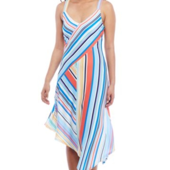 BeBop Dresses & Skirts - Bebop Striped Asymmetrical Midi Dress